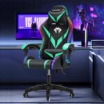 Cadeira Gamer RGB Python Fly Verde: conforto ergonômico, encosto reclinável e iluminação decorativa para seu setup gamer e escritório