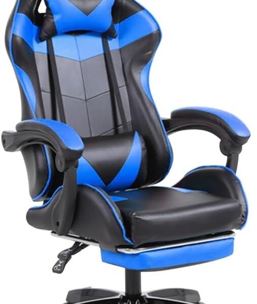 Cadeira Gamer Snake Lancaster Azul: conforto ergonômico, encosto reclinável e apoio lombar para jogar ou trabalhar melhor.