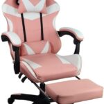 Cadeira Gamer Stillus Ergonômica Rosa com apoio para os pés, reclínio e ajuste para máximo conforto em jogos e trabalho