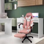 Cadeira Gamer Stillus Ergonômica Rosa com apoio para os pés, reclínio e ajuste para máximo conforto em jogos e trabalho - Imagem 2