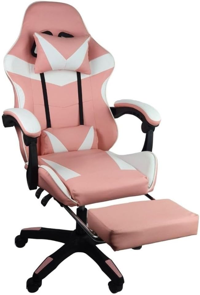 Cadeira Gamer Stillus Ergonômica Rosa com apoio para os pés, Cadeira Gamer Stillus Ergonômica Rosa com apoio para os pés, reclínio e ajuste para máximo conforto em jogos e trabalho