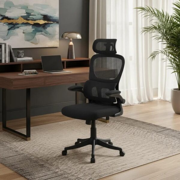 Cadeira Genebra B500 LuvinCo: conforto ergonômico, suporte lombar e encosto ajustável para longas horas de trabalho.