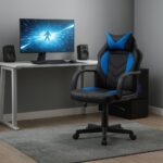 Cadeira Xtreme Gamer Orion Azul e Preta Evolux: conforto ergonômico, fácil montagem e mobilidade ideal para jogar ou trabalhar. - Imagem 2