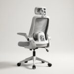 Cadeira de Escritório Cinza Ergonômica Mesh Premium com apoio de cabeça e ajuste lombar, conforto ideal para home office até 120kg
