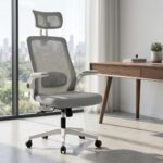 Cadeira de Escritório Cinza Ergonômica Mesh Premium com apoio de cabeça e ajuste lombar, conforto ideal para home office até 120kg - Imagem 2