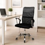 Cadeira de Escritório Ergonômica Giratória com Ajuste de Altura em Malha Preta: conforto e postura ideal para comprar agora