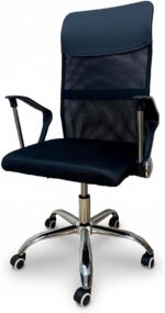 Cadeira de Escritório Ergonômica Giratória com Ajuste de Altura em Malha Preta: conforto e postura ideal para comprar agora - Imagem 2