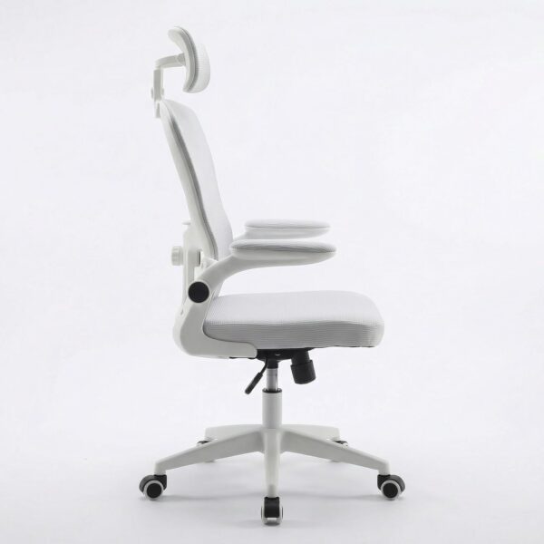 Cadeira de Escritório Ergonômica Mesh Cinza com apoio lombar e ajuste de altura para mais conforto no home office.
