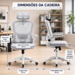 Cadeira de Escritório Ergonômica Mesh Cinza: conforto, apoio lombar ajustável e altura regulável para home office, trabalho e estudo. - Imagem 2