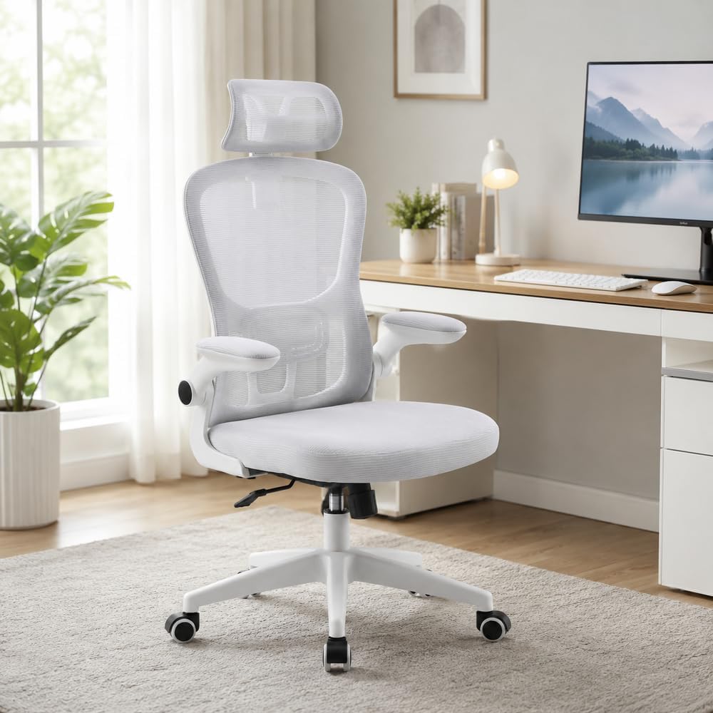 Cadeira de Escritório Ergonômica Mesh Cinza: conforto, apoio lombar ajustável Cadeira de Escritório Ergonômica Mesh Cinza: conforto, apoio lombar ajustável e altura regulável para home office, trabalho e estudo.