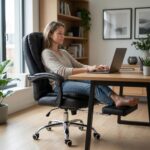 Cadeira de Escritório Ergonômica Presidente: conforto, reclínio 120° e apoio retrátil para longas jornadas. - Imagem 2