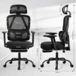 Cadeira de Escritório Ergonômica Reclinável 135° com apoio lombar, cabeceira 8D, braços 5D e apoio para pés retrátil. - Imagem 2
