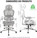 Cadeira de Escritório Ergonômica com Suporte Lombar, malha respirável e encosto ajustável para máximo conforto. - Imagem 2