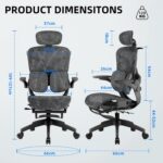 Cadeira de Escritório Ergonômica com apoio lombar duplo, conforto respirável e apoio para pés retrátil para home office e escritório - Imagem 2
