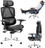 Cadeira de Escritório Ergonômica com apoio para os pés, reclinação 145° e suporte ajustável para máximo conforto no home office