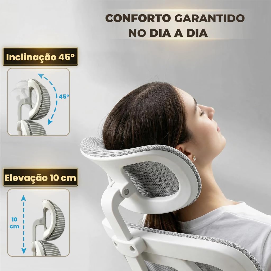Cadeira de Escritório Ergonômica com suporte lombar, malha ventilada e Cadeira de Escritório Ergonômica com suporte lombar, malha ventilada e capacidade de 150kg para mais conforto e postura saudável.