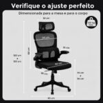 Cadeira de Escritório Presidente Ergonômica Preta: conforto premium, mesh respirável, apoio lombar e reclinação 135°