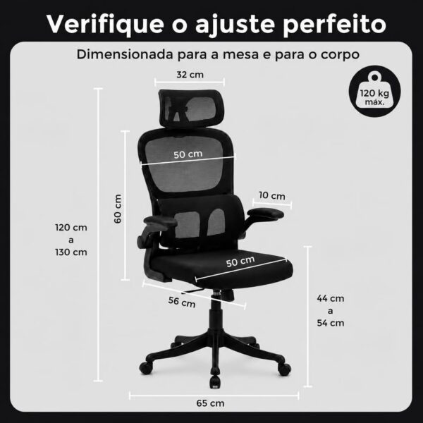 Cadeira de Escritório Presidente Ergonômica Preta: conforto premium, mesh respirável, apoio lombar e reclinação 135°