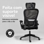 Cadeira de Escritório Presidente Ergonômica Preta: conforto premium, mesh respirável, apoio lombar e reclinação 135° - Imagem 2
