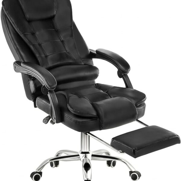 Cadeira de Escritório Presidente Ergonômica Reclinável: conforto premium, apoio para os pés e altura regulável para home office e escritório.