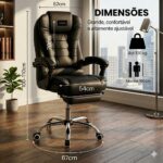 Cadeira de Escritório Presidente Ergonômica Reclinável: conforto premium, apoio para os pés e altura regulável para home office e escritório. - Imagem 2