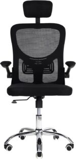 Cadeira de escritório Flink Healer preta com encosto de cabeça, conforto ergonômico e apoio para longas horas de trabalho