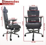 Cadeira de escritório Zeus Aljatec cinza: conforto ergonômico com suporte lombar e malha respirável para longas horas de uso. - Imagem 2