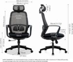 Cadeira de escritório ergonômica preta com encosto de cabeça, malha respirável, suporte lombar e altura ajustável para mais conforto. - Imagem 2