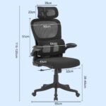 Cadeira de escritório ergonômica preta com suporte lombar, malha respirável e encosto ajustável para máximo conforto. - Imagem 2