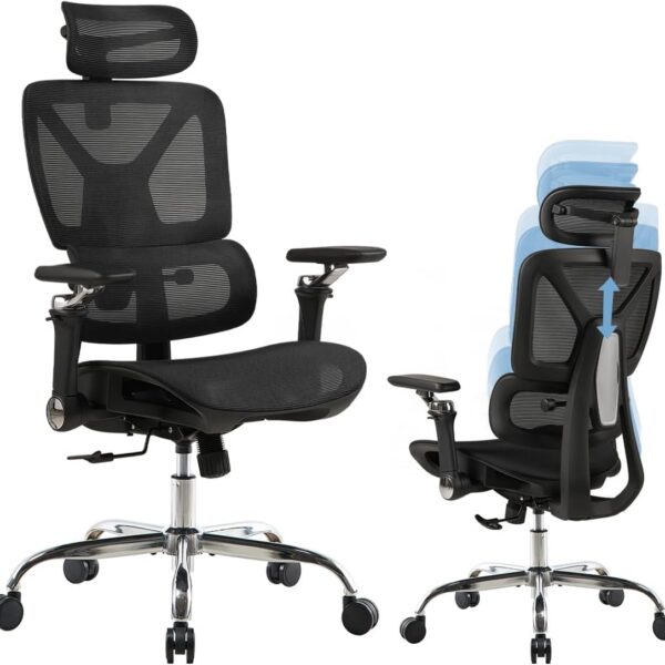 Cadeira ergonômica Comfy com ajuste lombar, reclinável, mesh respirável e suporte de até 200kg para escritório e home office