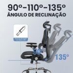 Cadeira ergonômica Comfy com ajuste lombar, reclinável, mesh respirável e suporte de até 200kg para escritório e home office - Imagem 2