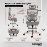 Cadeira ergonômica NR17 com apoio lombar, reclinação e conforto premium para home office e gaming. - Imagem 2