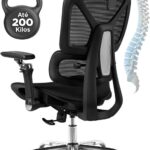 Cadeira ergonômica com apoio lombar e mesh respirável para escritório e home office, suporta até 200 kg