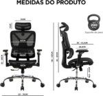 Cadeira ergonômica com apoio lombar e mesh respirável para escritório e home office, suporta até 200 kg - Imagem 2