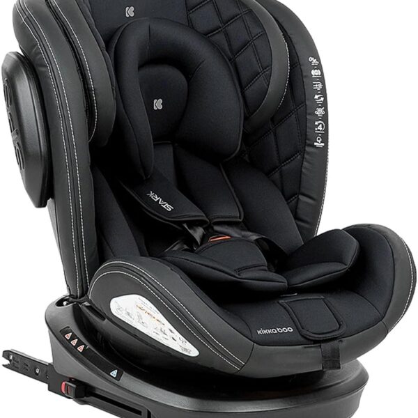 Cadeira infantil Stark Kikkaboo 0+/1/2/3 com Isofix, rotação 360° e SPS para máxima segurança e conforto.