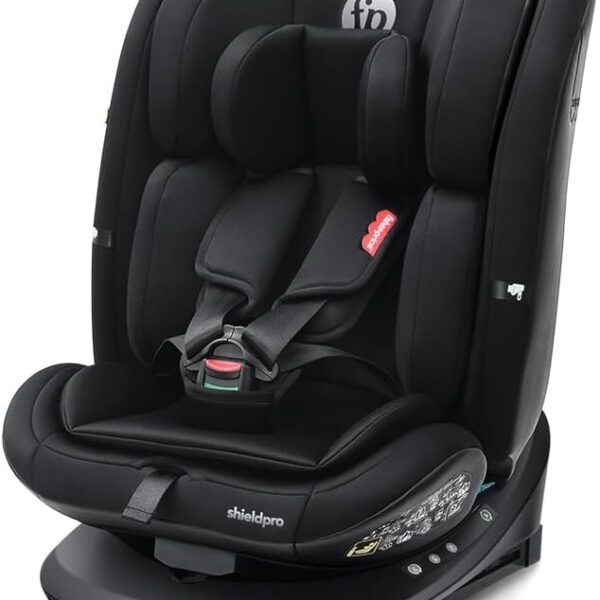Cadeirinha Fisher-Price ShieldPro i-Size 360° ISOFIX: segurança e conforto de 40 a 150 cm em todas as fases.