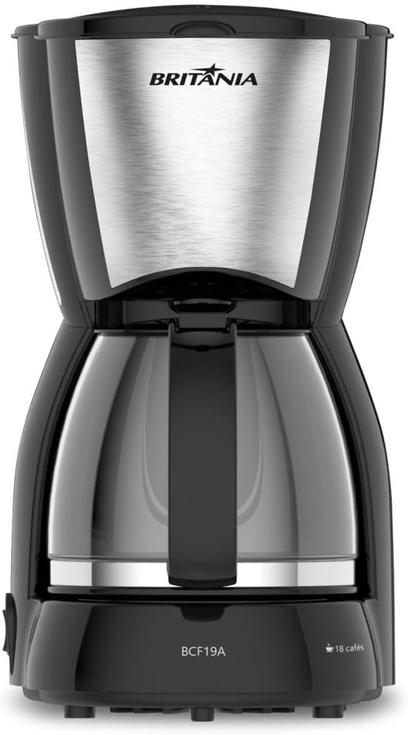Cafeteira Britânia BCF19 Inox 18 Cafezinhos Jarra de Vidro 550W Cafeteira Britânia BCF19 Inox 18 Cafezinhos Jarra de Vidro 550W 127V