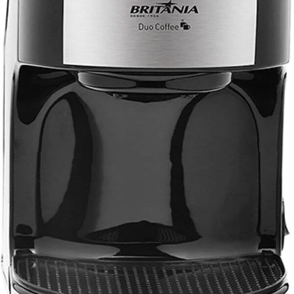 Cafeteira Britânia Coffe Duo compacta, prática e segura, com base antiderrapante e reservatório de 250mL para seu café diário.