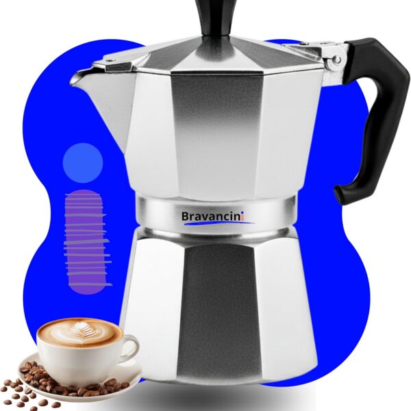 Cafeteira Italiana Moka 6 Xícaras (250ml) Alumínio Premium – Cafeteira Expresso Manual para Fogão, Design Elegante e Moderno, Café Intenso e Gourmet
