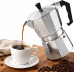 Cafeteira Italiana Moka de Alumínio 300ml para 6 Xícaras – Cafeteira Expresso com Válvula de Pressão, Alça Antitérmica e Design Italiano Clássico, Prata