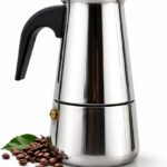 Cafeteira Italiana em Inox 450ml: café encorpado para 9 xícaras, prática, resistente e compatível com fogão a gás, elétrico e indução.