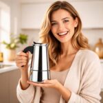 Cafeteira Italiana em Inox 450ml: café encorpado para 9 xícaras, prática, resistente e compatível com fogão a gás, elétrico e indução. - Imagem 2
