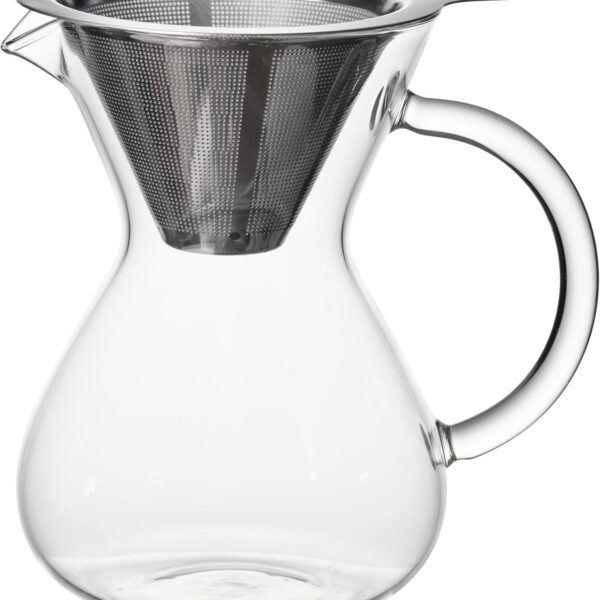 Cafeteira Manual Em Jarra De Vidro Borossilicato Com Filtro Em Inox