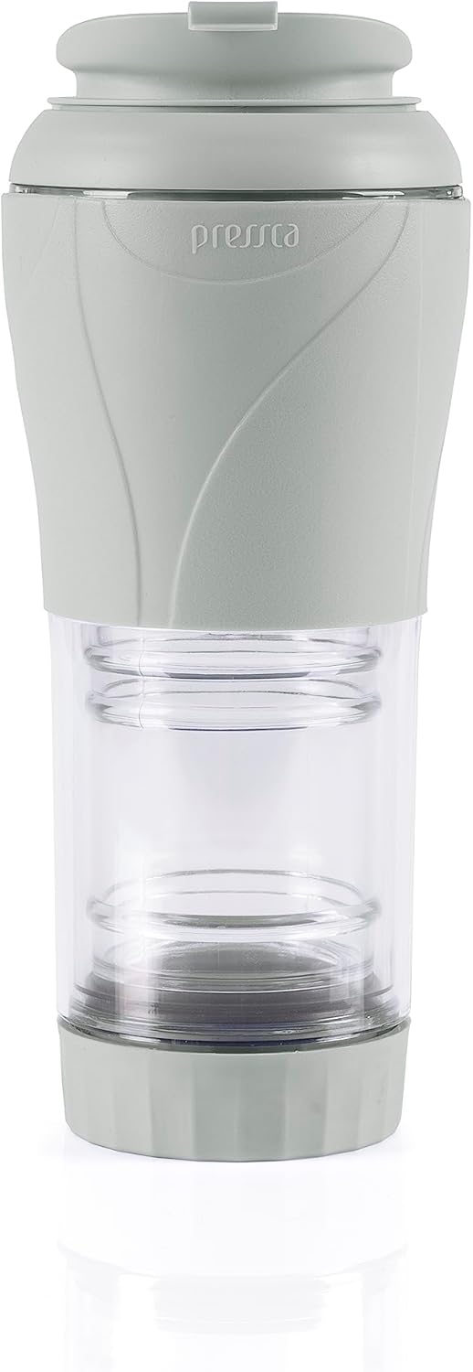 Cafeteira Portátil Pressca 350ml – Preparo Rápido de chá e Cafeteira Portátil Pressca 350ml – Preparo Rápido de chá e café Sem Filtro Descartável | Ideal para Viagens, Escritório e Casa | Livre de BPA - Cor: Cinza Fendi