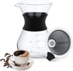 Cafeteira de vidro 400ml com coador para uso doméstico, prática e ideal para preparar café no dia a dia.