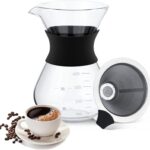 Cafeteira de vidro 400ml com coador para uso doméstico, prática e ideal para preparar café no dia a dia.