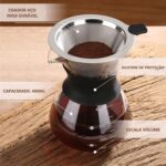 Cafeteira de vidro 400ml com coador para uso doméstico, prática e ideal para preparar café no dia a dia. - Imagem 2
