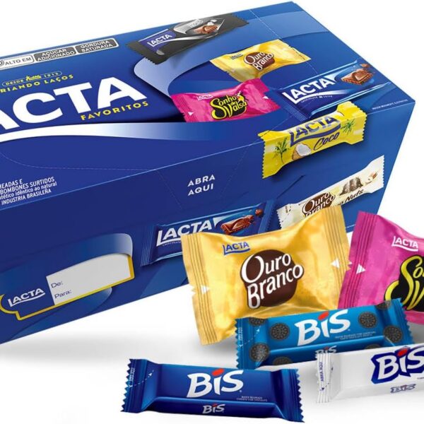 Caixa Lacta Favoritos 250,6g com chocolates sortidos para presentear e compartilhar momentos doces.