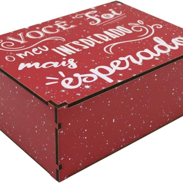 Caixa Organizadora Presente Dia dos Namorados MDF Premium: charme, durabilidade e decoração elegante em 23x17x9 cm.