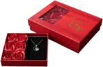 Caixa com Rosa e Colar Coração: presente feminino romântico e elegante para mãe, esposa, namorada ou amiga.